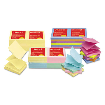 Universal® Fan-folded Self-stick Pop-up Note Pads, 3 X 3, Assorted Bright, 100-sheet, 12-pk freeshipping - TVN Wholesale